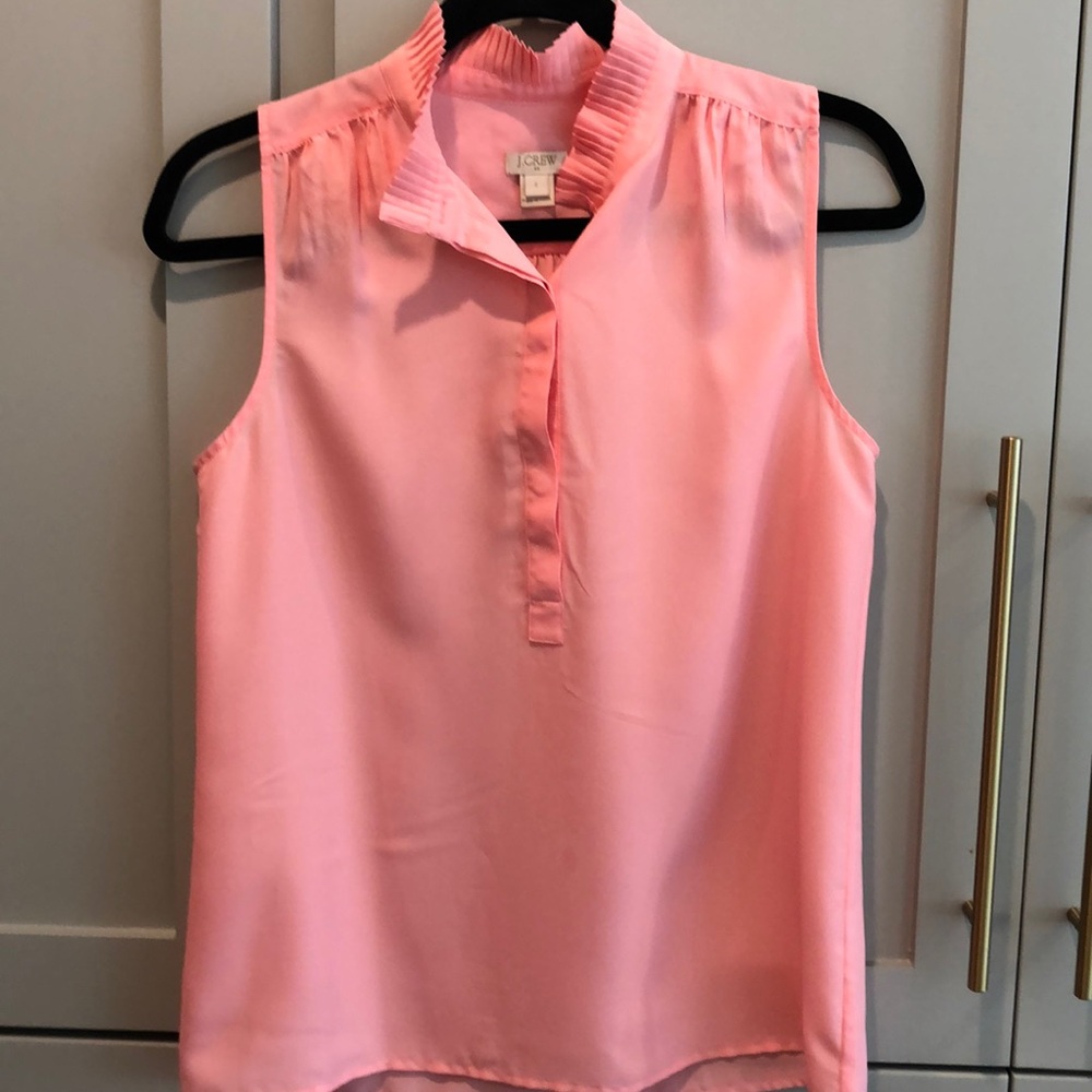 Ruffle neck sleeveless top
